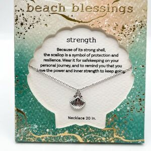 Scallop Shell Pendant Necklace 20" Beach Theme